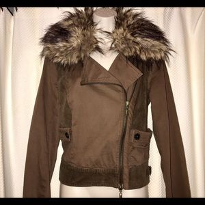 Ella Moss cropped jacket w faux fur trim